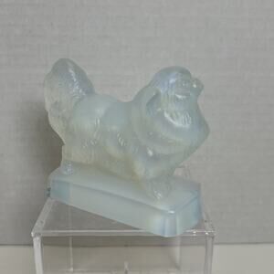 Vtg Sabino Art Glass Opalescent Pekingese Dog 3" Figurine, Signed France